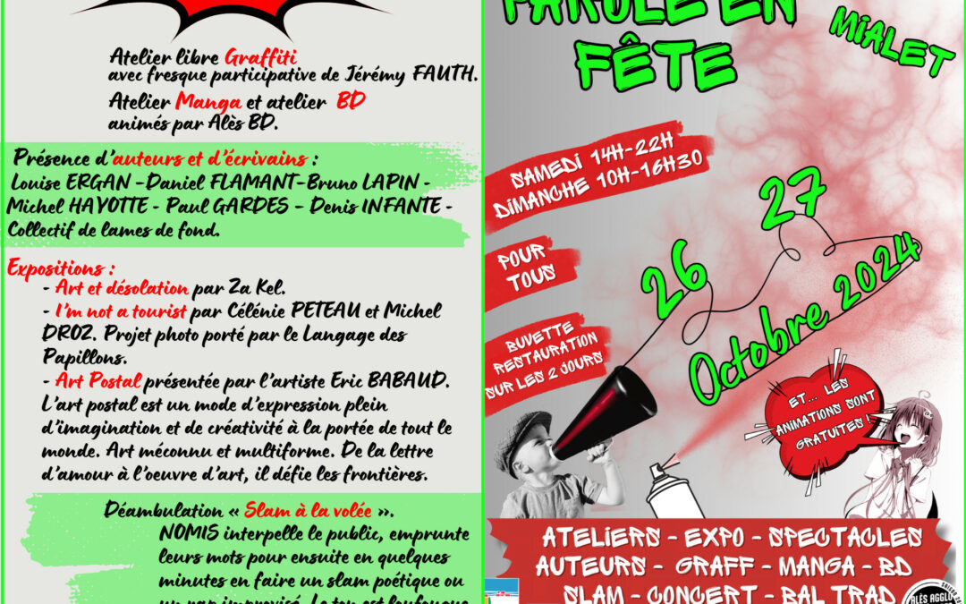 TOUS A MIALET POUR PAROLE EN FETE LES 26 ET 27 OCTOBRE 24