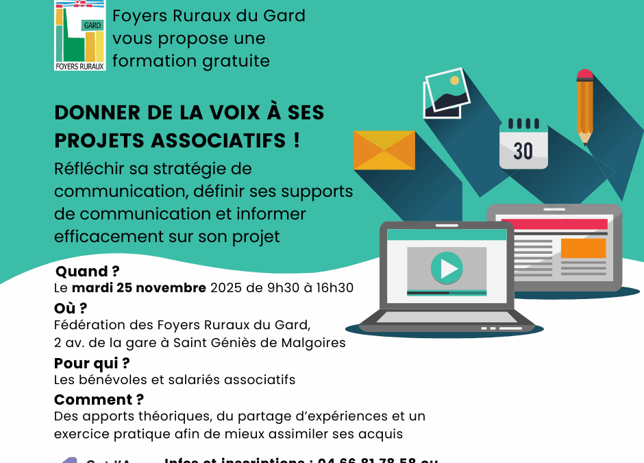 FORMATION : DONNER DE VOIX A SES PROJET ASSOCIATIFS LE 25 NOVEMBRE 25