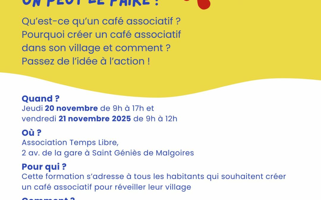 FORMATION CAFE ASSOCIATIF LES 20 ET 21 NOVEMBRE 2025