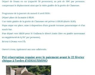 SORTIE AVEC ADEAUXMINO LE 11 AVRIL A LA GROTTE DE CLAMOUSE ET A ST GUILHEM LE DESERT