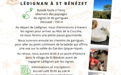 RANDONNEE LE 19 AVRIL : SAVEURS ET HISTOIRE DE LEDIGNAN A ST BENEZET