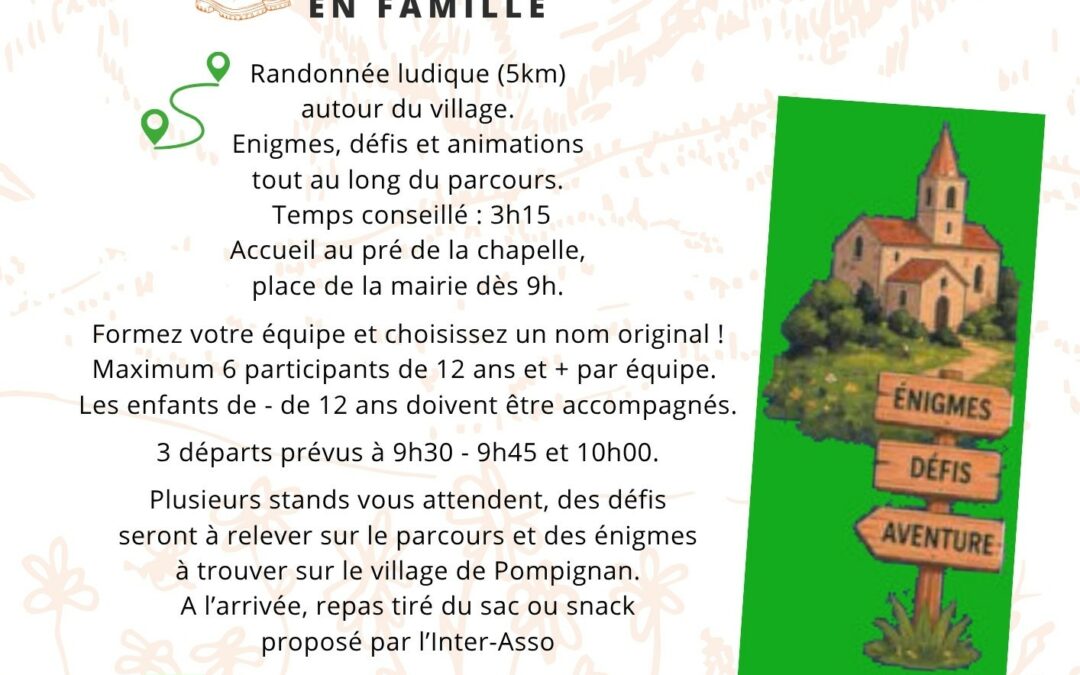 RALLY PEDESTRE EN FAMILLE AVEC POMPIRURAL LE 24 MAI 2026