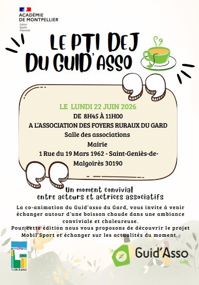 RV A ST GENIES DE MALGOIRES LE 22/06/26 POUR LE PETIT DEJ DE GUID’ASSO