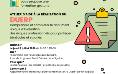 ATELIER DUERP LE 2 JUILLET 2026 DANS LES LOCAUX DES FOYERS RURAUX DU GARD